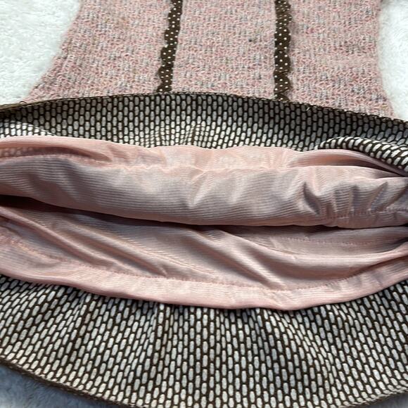 Tian Xin Ny Hai Pink brown polka dot ruffled drop waist sweater dress, size med - Picture 9 of 9